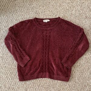 Pink Rose Deep Red Textured Sweater